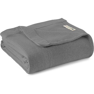 Whisper Organics, 100% Organic Woven Cotton Blanket, Breathable GOTS & Fairtrade Certified, Grey