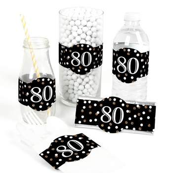Big Dot of Happiness Adult 80th Birthday - Gold - DIY Party Supplies - Birthday Party DIY Wrapper Favors & Decorations - Set of 15
