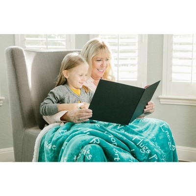 Teal and White Reversible Faux Fur Sherpa Throw Blanket