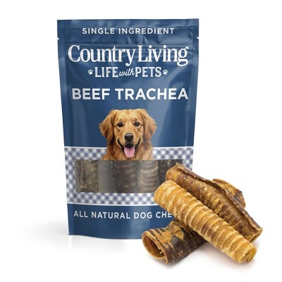 Country Living 6” Beef Trachea Dog Chews – 10 Count Bag – All-Natural, Single-Ingredient, Long-Lasting Dog Treats