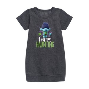 - Trolls - Happy Haunting Branch Graphic Short Sleeve Fleece Dress - 1 of 3