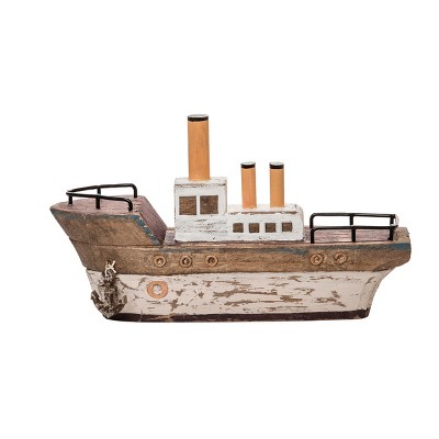 Beachcombers Large Carved Boat Figurine