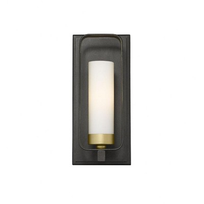 Aideen Olde Brass Dimmable Wall Sconce with Opal Glass Shade