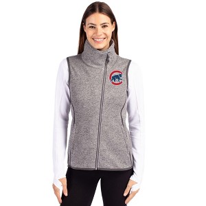 Chicago Cubs Cutter & Buck Mainsail Sweater Knit Womens Asymmetrical Vest - 1 of 1