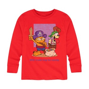 Boys' - Garfield - Will Trade Dog For Candy Long Sleeve Graphic T-Shirt - 1 of 4