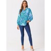 Allegra K Women's Floral Print Button Up Puff Long Sleeve Fashion Casual Blouse - 3 of 4