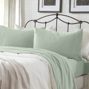 Ultra-Soft Cotton Heathered Melange Jersey Knit Sheet Set - Great Bay Home - 1 of 4