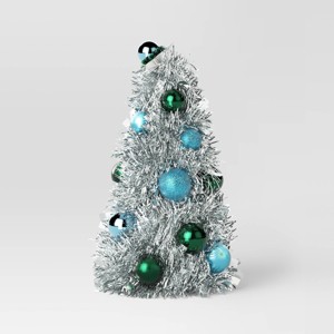 8" Christmas Tinsel Tree with Flower - Wondershop™ - 1 of 3