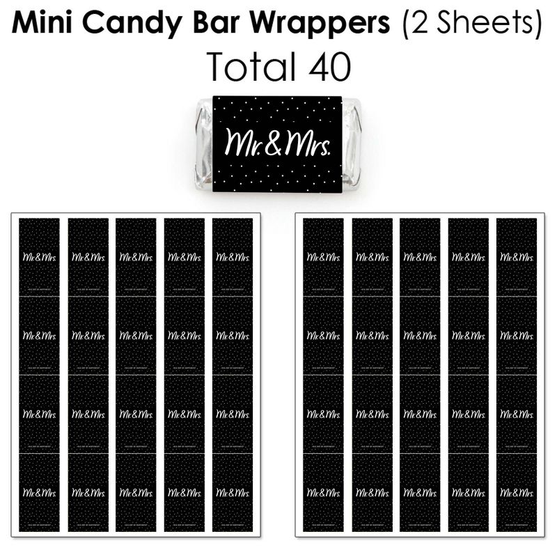 Big Dot of Happiness Mr. and Mrs. - Black and White Wedding or Bridal Shower Candy Favor Sticker Kit - 304 Pieces, 3 of 9