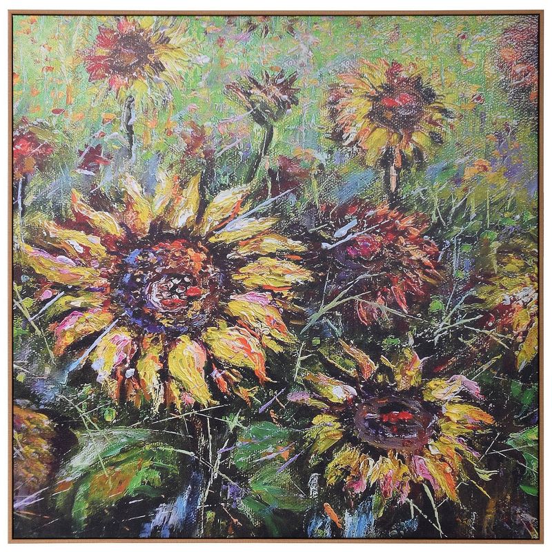 Sunflowers Hand Embellished Outdoor Safe Framed Canvas Art Yellow - StyleCraft, 1 of 7