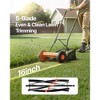VEVOR Push Reel Lawn Mower 16 inch, 5 Blades Manual Push Mower No Motor, 0.6-1.75 in Adjustable Cutting Height, Orange&Black - 3 of 4