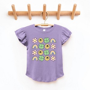 The Juniper Shop Smiley Clover Daisy Toddler Flutter Sleeve Tee - 1 of 3