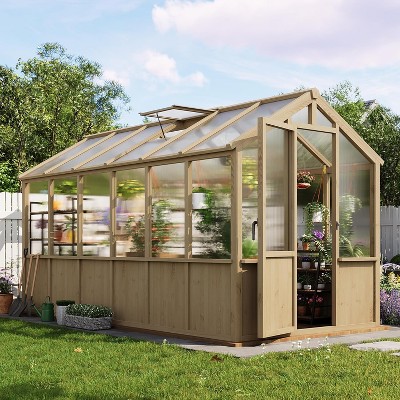 サニーレタスマントルピース LinTimes 6x12 FT Wooden Greenhouse, Hardwood Frame with