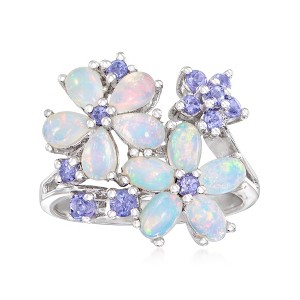 Ross-Simons Opal and 0.36 ct. t.w. Tanzanite Flower Ring in Sterling Silver - 1 of 4