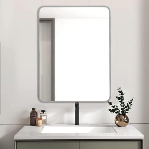 Silver 24 "x32" Large Rectangular Bathroom Wall Mirror with Beveled Edge and Chrome Frame for Enhanced Aesthetic and Spacious Feel - 1 of 4