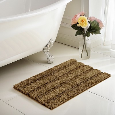 Subrtex Soft 1-piece Luxury Chenille Striped Bathroom Rug, 24" x 60"