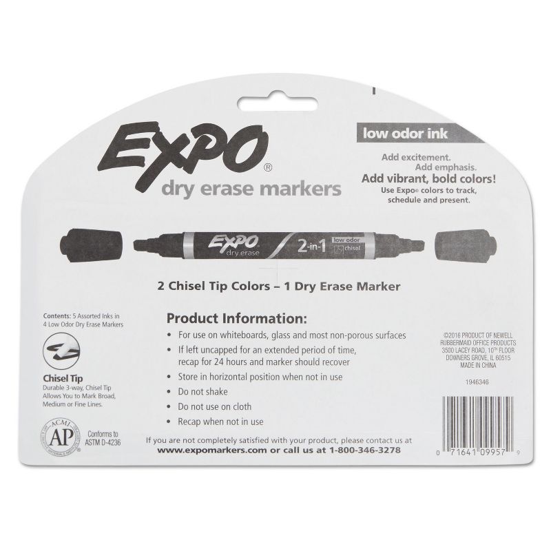 EXPO 2-in-1 Dry Erase Markers 5 Assorted Colors Medium 4/Pack 1944655, 2 of 7