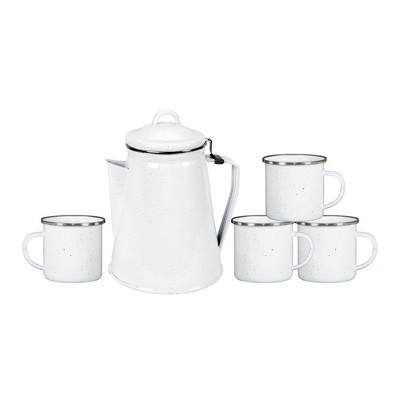 Stansport Enamel Coffee Pot 8 Cup Percolator With Basket