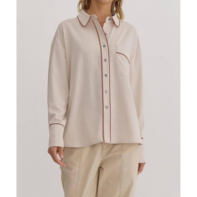 Women's Refined Trim Button-Down Top - entro