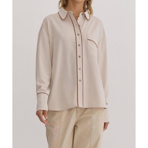 Women's Refined Trim Button-Down Top - entro - 1 of 4