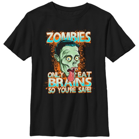 Boy's Lost Gods Halloween Zombies Eat Brains Cartoon T-Shirt - image 1 of 4