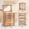 Carbonized Brown Wooden Jewelry Box with Mirror and Drawers for Necklace Ring Bracelet Storage - 2 of 4