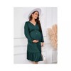 Clearlove Womens Elegance Maternity Dresses Long Sleeve Midi Dress Casual V Neck Button Down Tiered Flowy Aline Waist Shirt Dress - 3 of 4