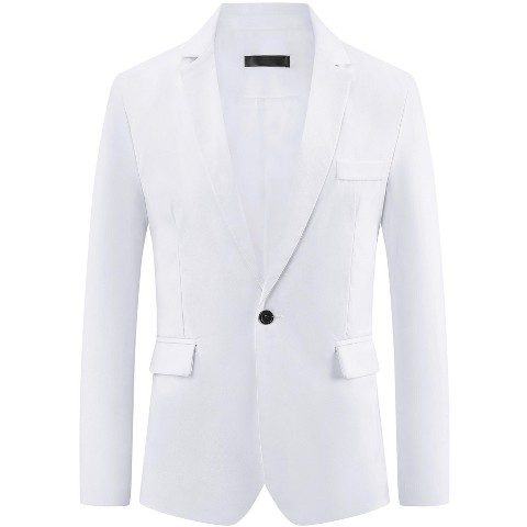 Мужские куртки INSPIRE CHIC Men's Notch Lapel One Button Formal Color Block Business Suit Jackets White Large