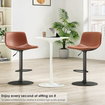CAVINAS Swivel Bar Stools Adjustable Height,Industrial Counter Stools Set of 2,Modern Barstools with Backrest,23.6-31.9" Bar Stool for Kitchen Island