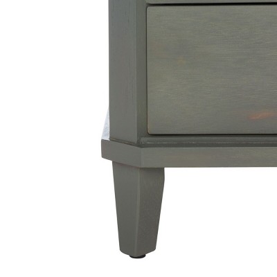 Transitional Ash Grey Elm Wood End Table with 3 Drawers