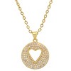 Steeltime 24" 18k gold plated brass simulated diamonds round heart pendant - 2 of 4