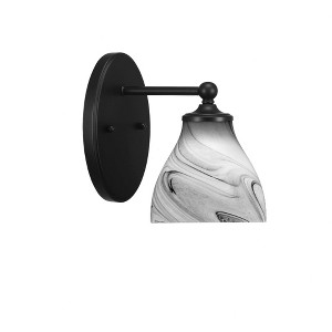Toltec Lighting Capri 1 - Light Sconce in  Matte Black with 6.25" Onyx Swirl Shade - 1 of 2