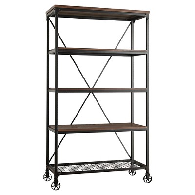 72" Merida 4 Shelf Mixed Media Bookshelf Black - Inspire Q