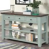 Lyngins Vintage American Console Table with 3 Drawers+2 Lower Shelves, Solid Pine Frame, Distressed Wood Grain Entryway Table, Entryway Sofa Table - 2 of 4