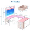 U Shaped Computer Desk with Monitor Stand and LED Lights, Computer Gaming Desk with Storage Shelves - 2 of 4