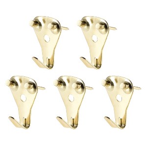 Unique Bargains Photo Frame Hanging Hooks Kit with Nails for Wall Mounting Brassy 1.22" x 0.87" 30 Pcs - 1 of 3
