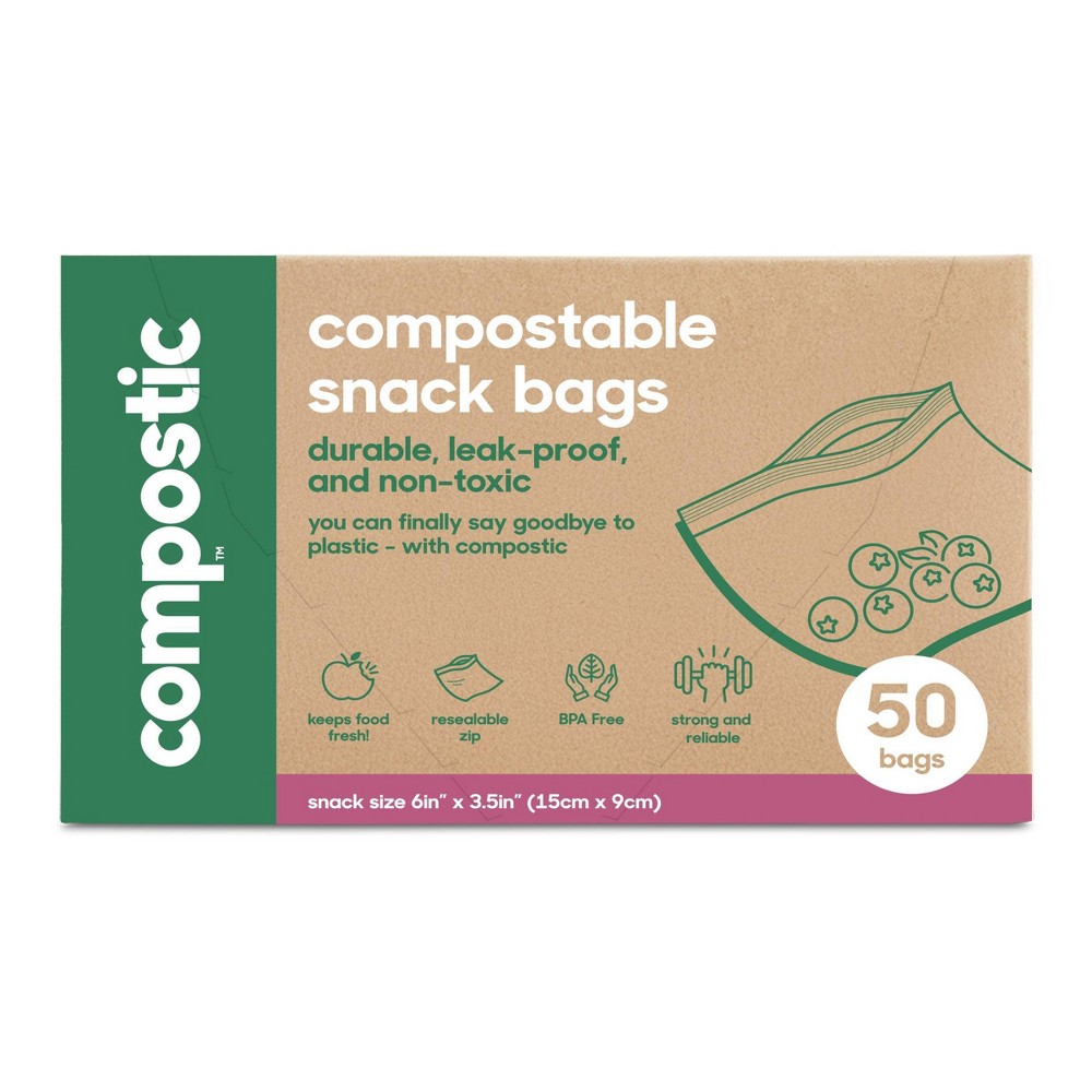 Compostic 100% Compostable Snack Bags - 50ct