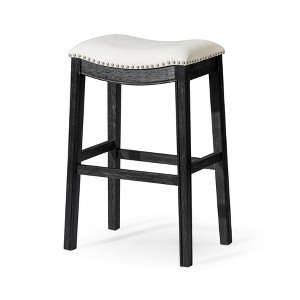 Maven Lane Adrien Rustic Backless Fabric Saddle Seat Bar Height Bar Stool - 1 of 4
