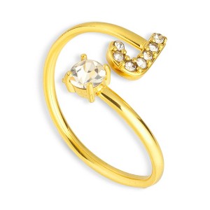 EVRY JEWELS WATERPROOF Gold or Silver Plated Sparkle Initial Wrap Ring - 1 of 1