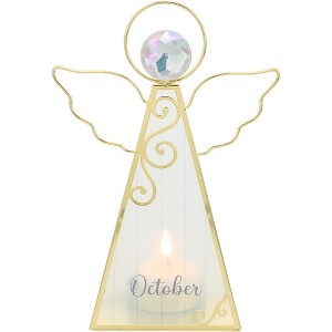 Pavilion Gift Company- October - 6.5" Angel Tealight Candle Holder Religion Faith Birthday Zodiac Libra Scorpio Birthstone Gift - 1 of 4