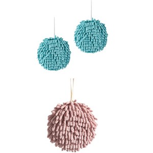 REGALWOVEN 3 Pack Soft Absorbent Chenille Fuzzy Hand Towels 6" x 6" - 1 of 4
