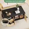 40.9” Rattan Coffee Table with LED Lights, 2 Storage Drawers and 2 Arched Door for Living Room - 3 of 4