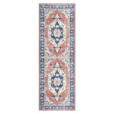 Washable Vintage Printed Rug Non Slip Low Pile Rug Soft Throw Floor Cover Foldable Indoor Carpet for Living Room Bedroom Playroom