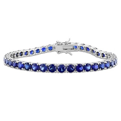 EVERLY JEWELRY | Sterling Silver 14 1/2 CT TGW Created Blue Sapphire Bracelet, 7.25-inch