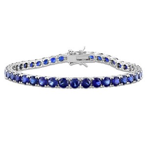EVERLY JEWELRY | Sterling Silver 14 1/2 CT TGW Created Blue Sapphire Bracelet, 7.25-inch - 1 of 4
