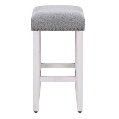 Gray 24" Wood Saddle Style Backless Counter Stool