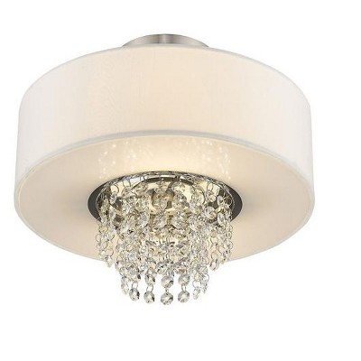 Carlisle Brushed Nickel 2-Light Drum Semi-Flush Mount with Crystal Accents