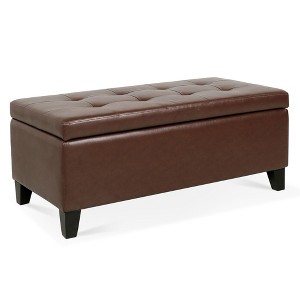 NicBex Modern 38.4" Storage Bench Leather Accent Stool with Button Tufted Top for Entryway and Living Room - 1 of 4