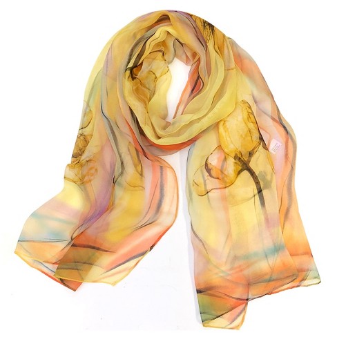 Wrapables Lightweight Sheer Silky Feeling Georgette Scarf, Yellow Floral - image 1 of 4