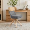 Art Leon Linen Fabric Swivel Armless Home Office Chair with Solid Oak Wood Legs - 2 of 4